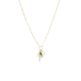 18K Gold Filled CZ Cross Necklace (H181)