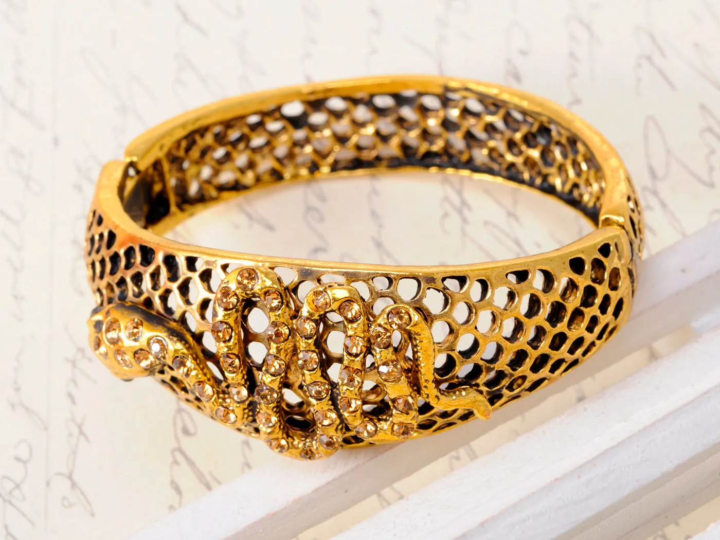 Antique Inspire Slither Snake Filigree Bracelet Bangle Cuff