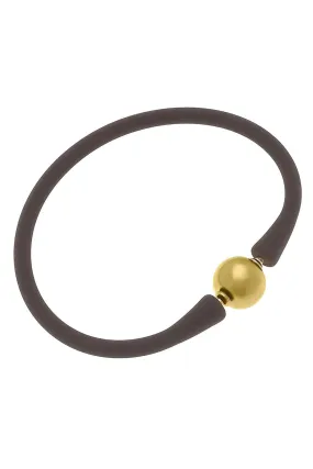 Bali 24K Gold Plated Bali Bead Silicone Bracelet - Chocolate