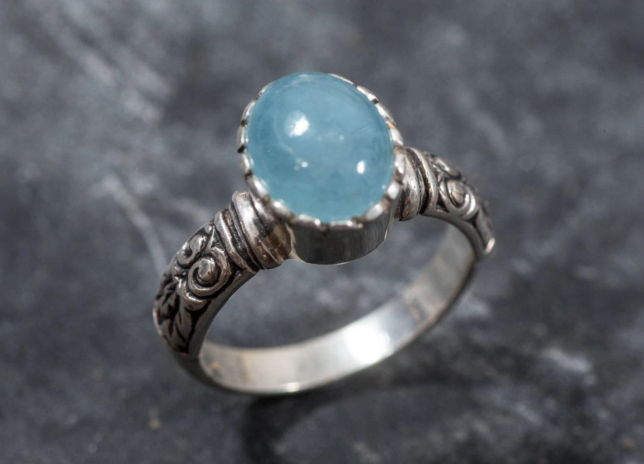 Boho Aquamarine Ring - Natural Aquamarine Ring - March Birthstone Ring