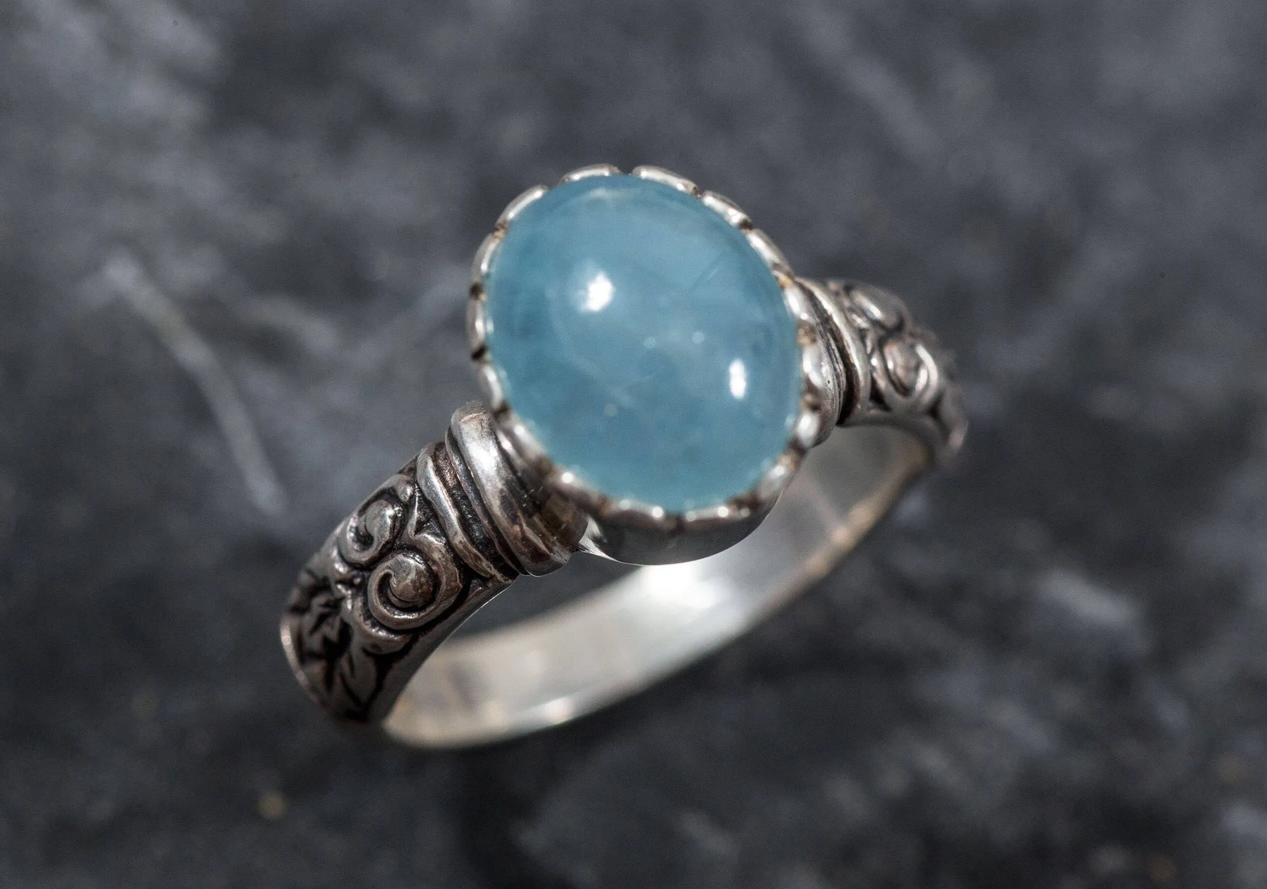 Boho Aquamarine Ring - Natural Aquamarine Ring - March Birthstone Ring
