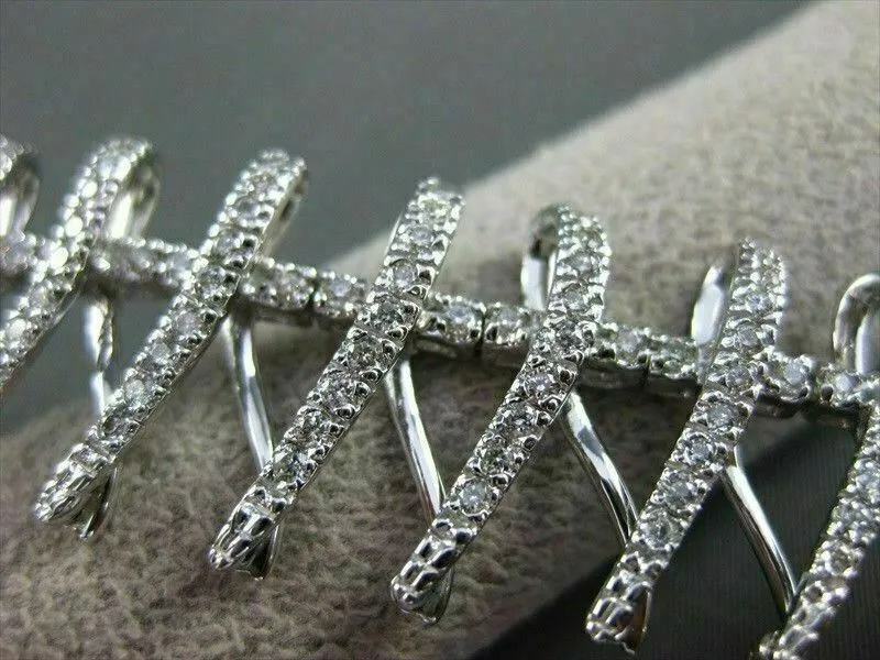 ESTATE WIDE 3.85CT DIAMOND 14K WHITE GOLD FLOATING X DESIGN BRACELET VERY UNIQUE