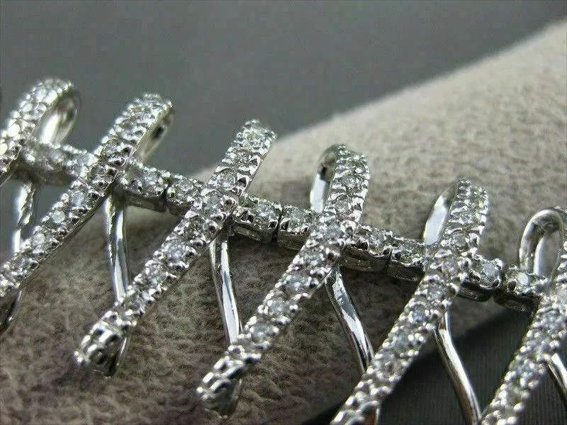 ESTATE WIDE 3.85CT DIAMOND 14K WHITE GOLD FLOATING X DESIGN BRACELET VERY UNIQUE