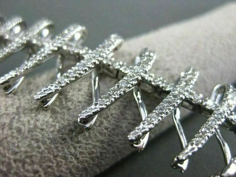 ESTATE WIDE 3.85CT DIAMOND 14K WHITE GOLD FLOATING X DESIGN BRACELET VERY UNIQUE