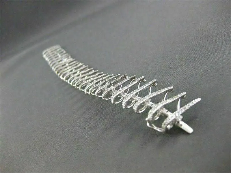 ESTATE WIDE 3.85CT DIAMOND 14K WHITE GOLD FLOATING X DESIGN BRACELET VERY UNIQUE