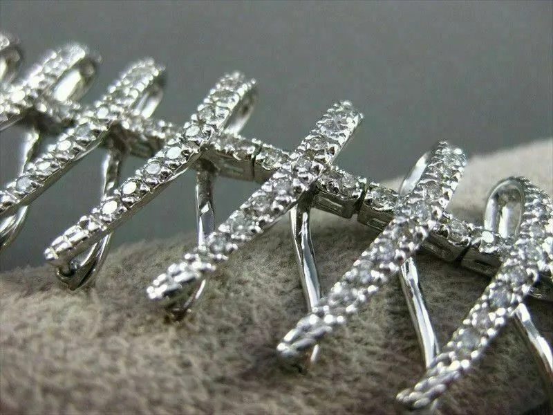 ESTATE WIDE 3.85CT DIAMOND 14K WHITE GOLD FLOATING X DESIGN BRACELET VERY UNIQUE