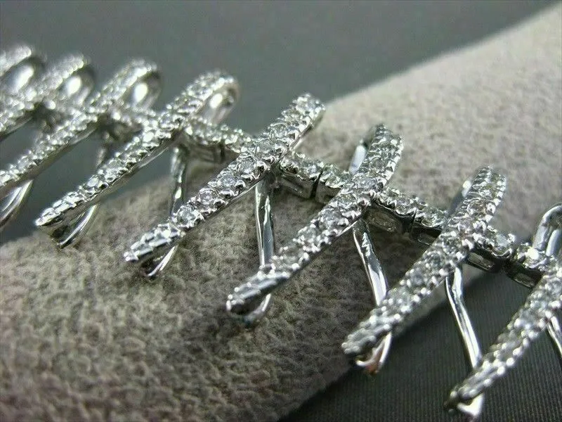 ESTATE WIDE 3.85CT DIAMOND 14K WHITE GOLD FLOATING X DESIGN BRACELET VERY UNIQUE
