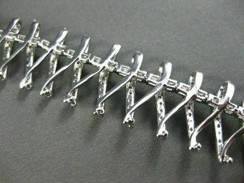 ESTATE WIDE 3.85CT DIAMOND 14K WHITE GOLD FLOATING X DESIGN BRACELET VERY UNIQUE
