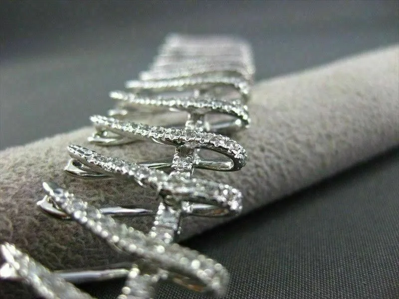 ESTATE WIDE 3.85CT DIAMOND 14K WHITE GOLD FLOATING X DESIGN BRACELET VERY UNIQUE