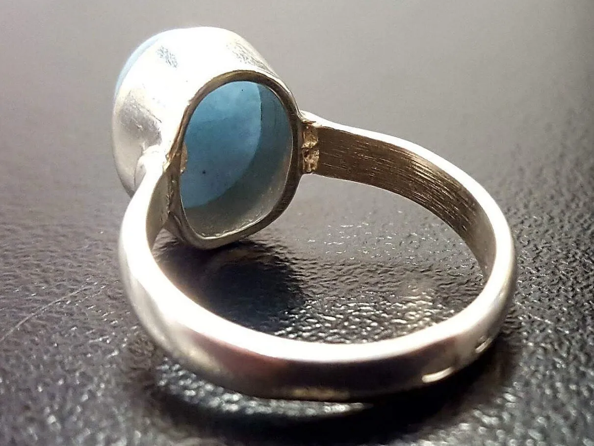 Genuine Aquamarine Ring - Blue Solitaire Ring - March Birthstone Ring