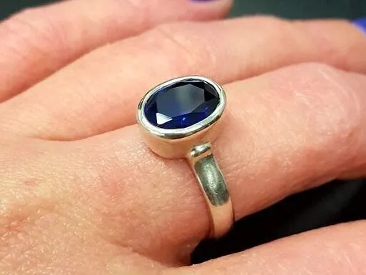 Genuine Aquamarine Ring - Blue Solitaire Ring - March Birthstone Ring