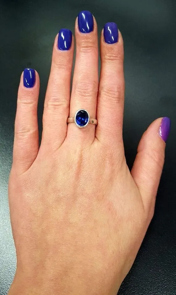 Genuine Aquamarine Ring - Blue Solitaire Ring - March Birthstone Ring