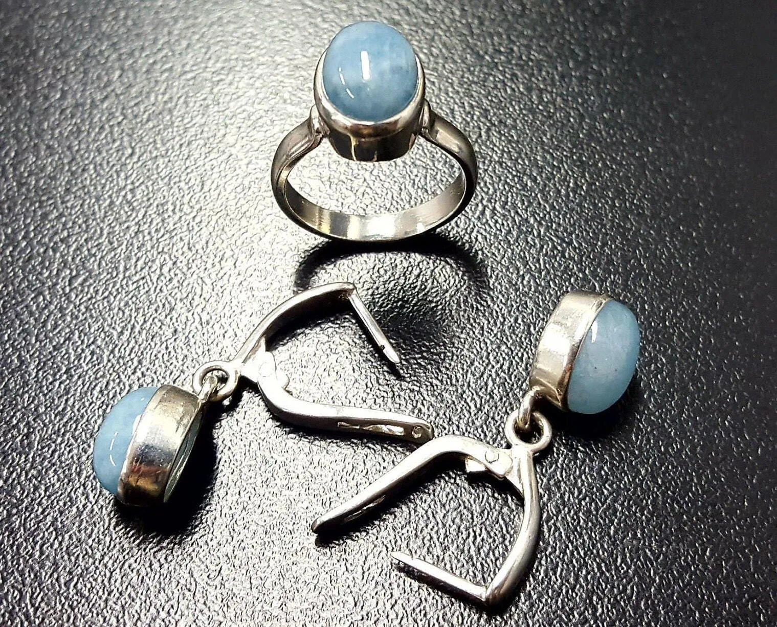 Genuine Aquamarine Ring - Blue Solitaire Ring - March Birthstone Ring