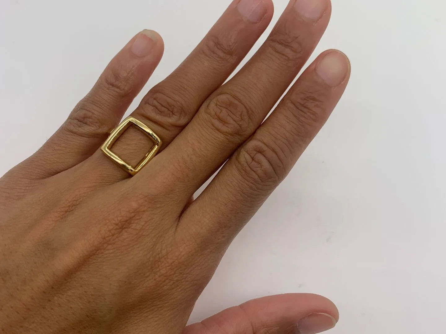 Gold Square Ring - Hollow Square Band, Gold Geometric Ring