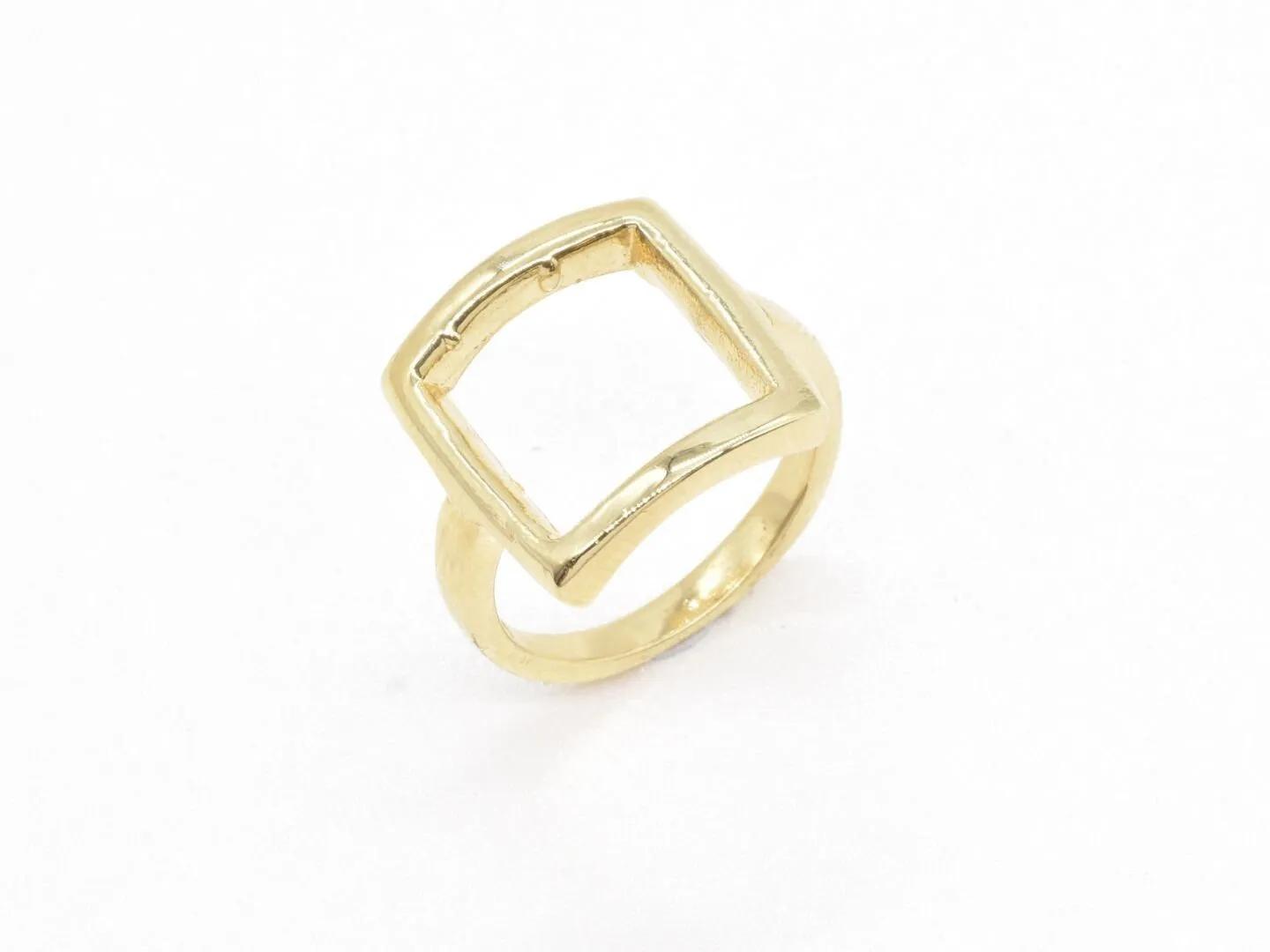 Gold Square Ring - Hollow Square Band, Gold Geometric Ring