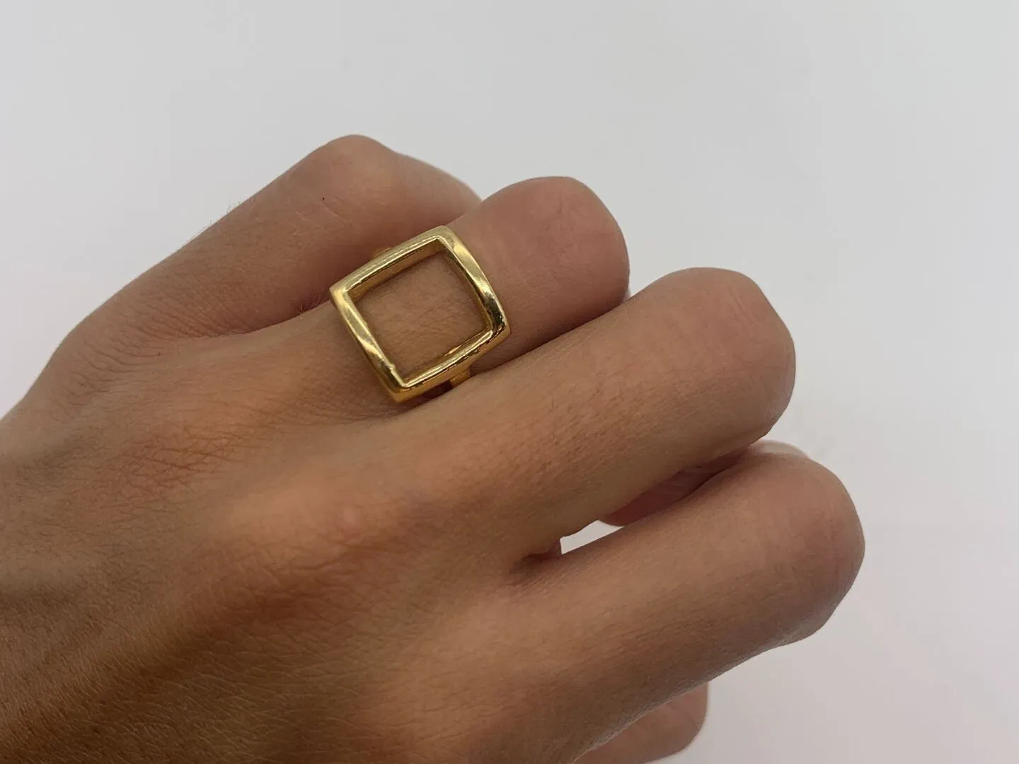 Gold Square Ring - Hollow Square Band, Gold Geometric Ring