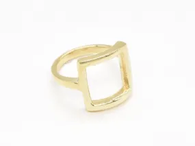 Gold Square Ring - Hollow Square Band, Gold Geometric Ring