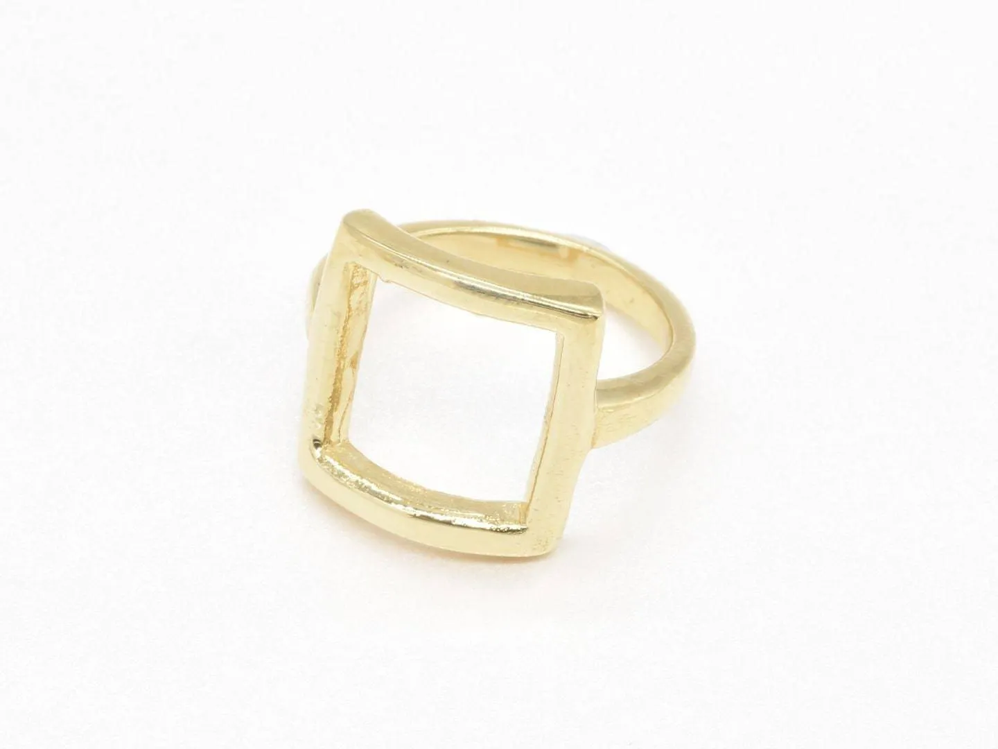 Gold Square Ring - Hollow Square Band, Gold Geometric Ring