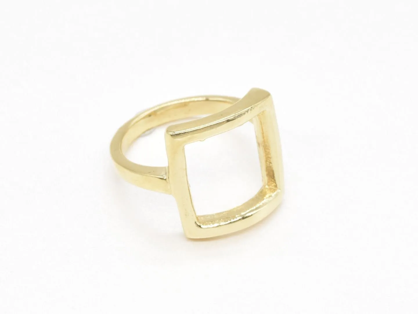 Gold Square Ring - Hollow Square Band, Gold Geometric Ring