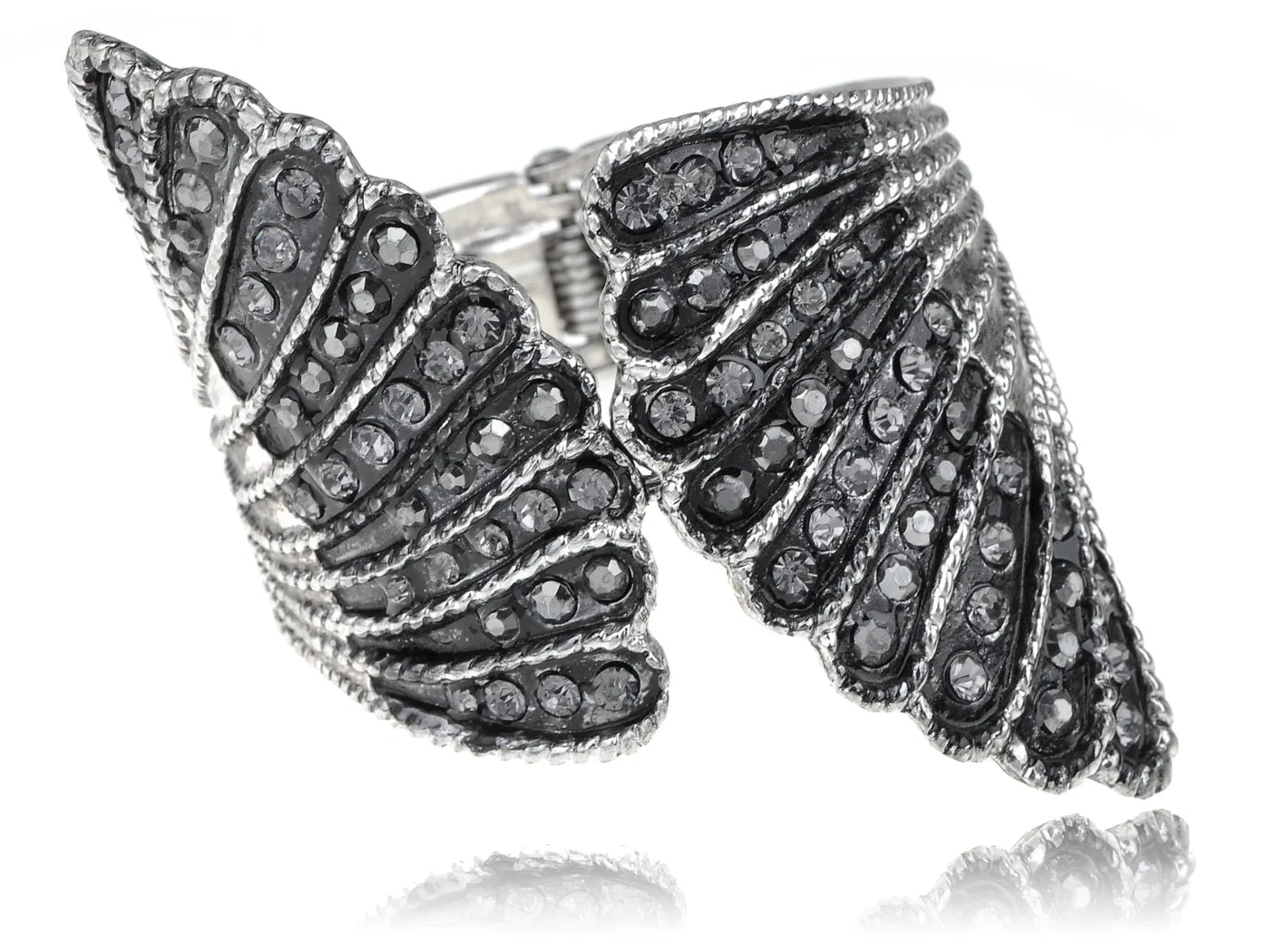 Grey Filigree Angel Wings Shell Cuff Bracelet