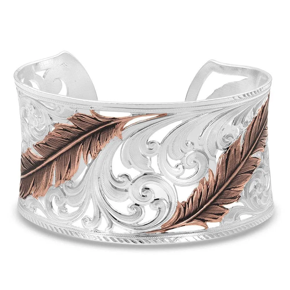 Heavenly Whisper Feather Cuff Bracelet by Montana Silversmith BC4341RG