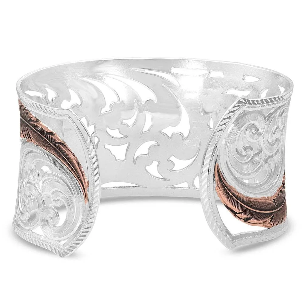Heavenly Whisper Feather Cuff Bracelet by Montana Silversmith BC4341RG