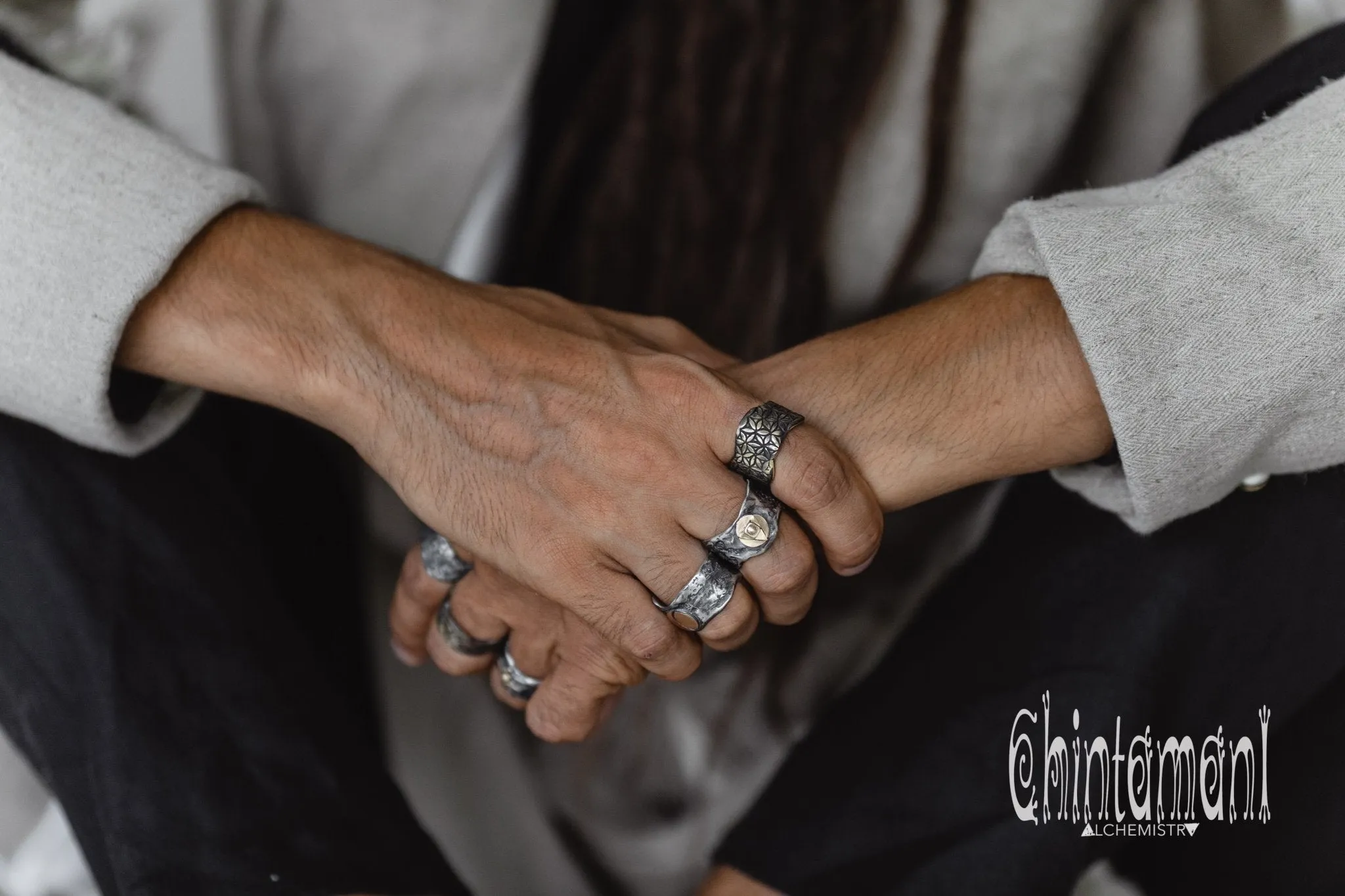 LIFE POWER Ring with Flower of Life pattern / 925 Silver