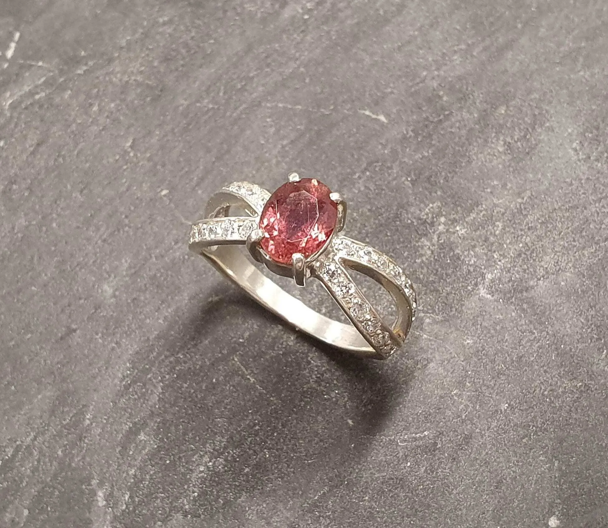 Pink Tourmaline Ring - Vintage Tourmaline Ring - Pink Engagement Ring
