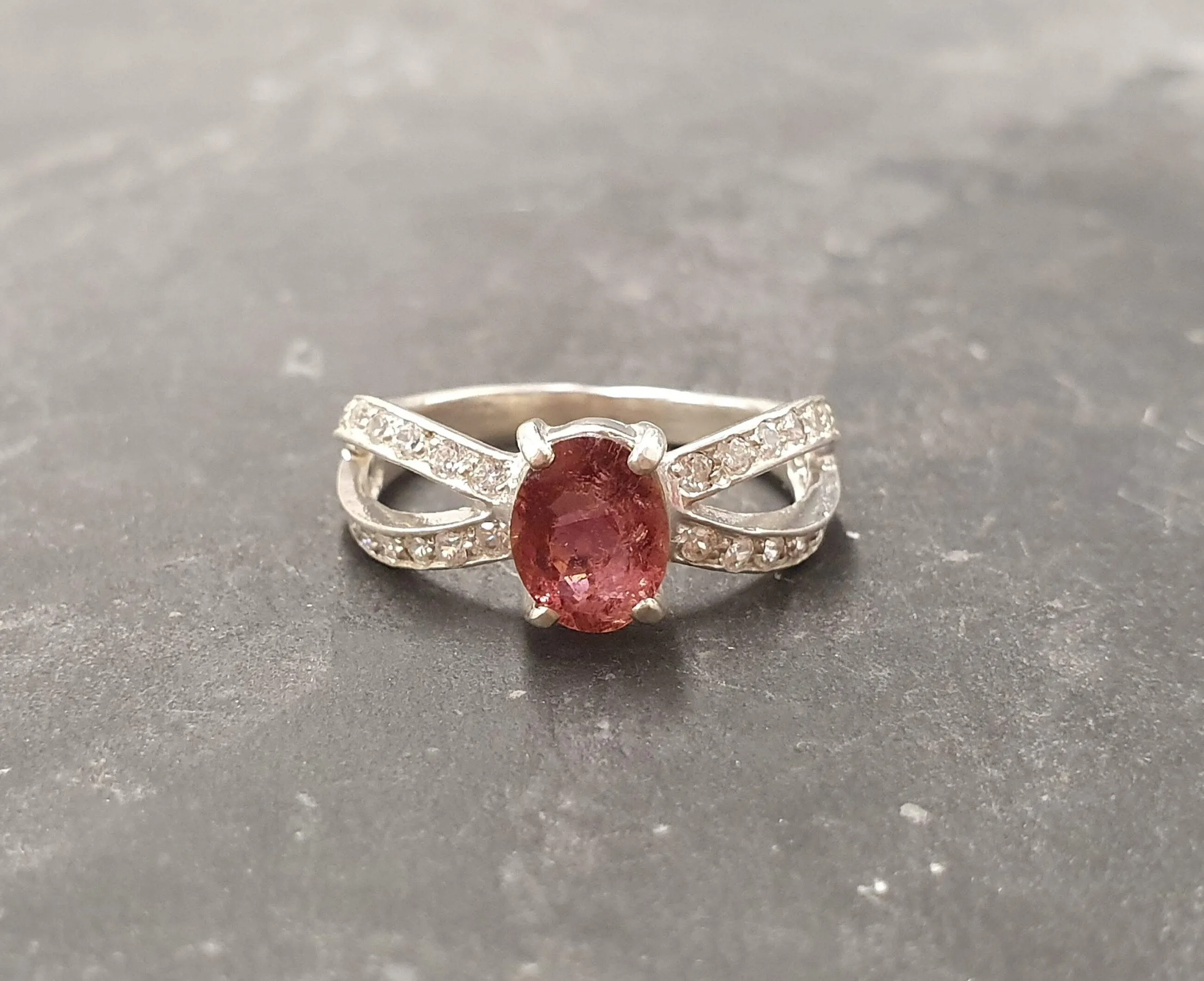 Pink Tourmaline Ring - Vintage Tourmaline Ring - Pink Engagement Ring