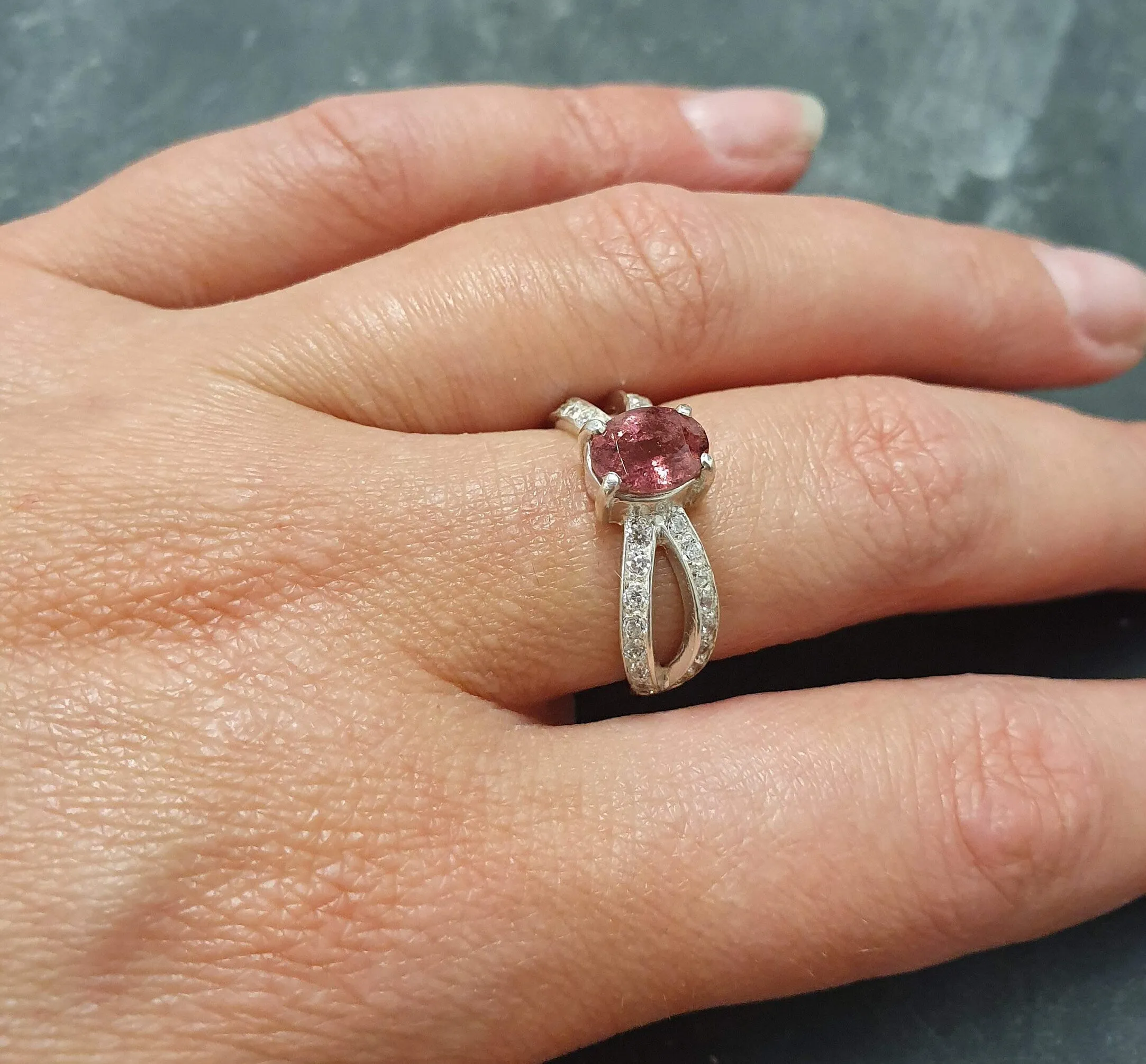 Pink Tourmaline Ring - Vintage Tourmaline Ring - Pink Engagement Ring