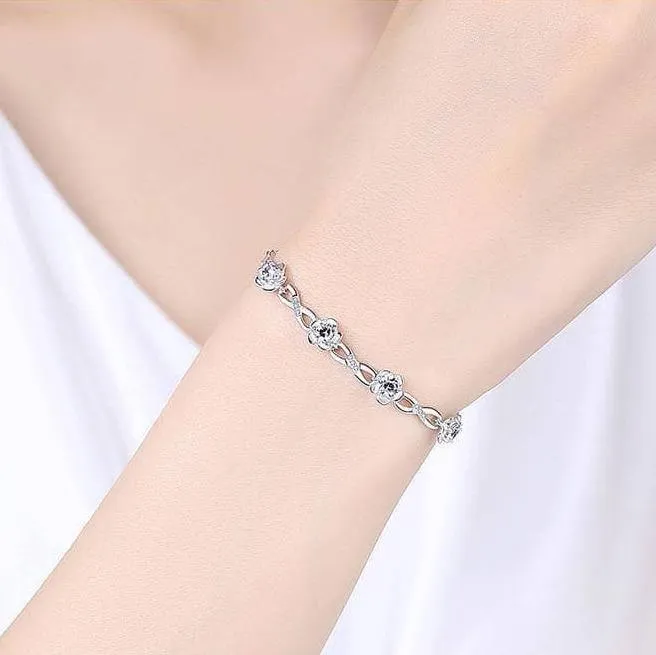 Platinum & Silver Flower Sweet Bracelet