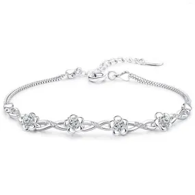 Platinum & Silver Flower Sweet Bracelet