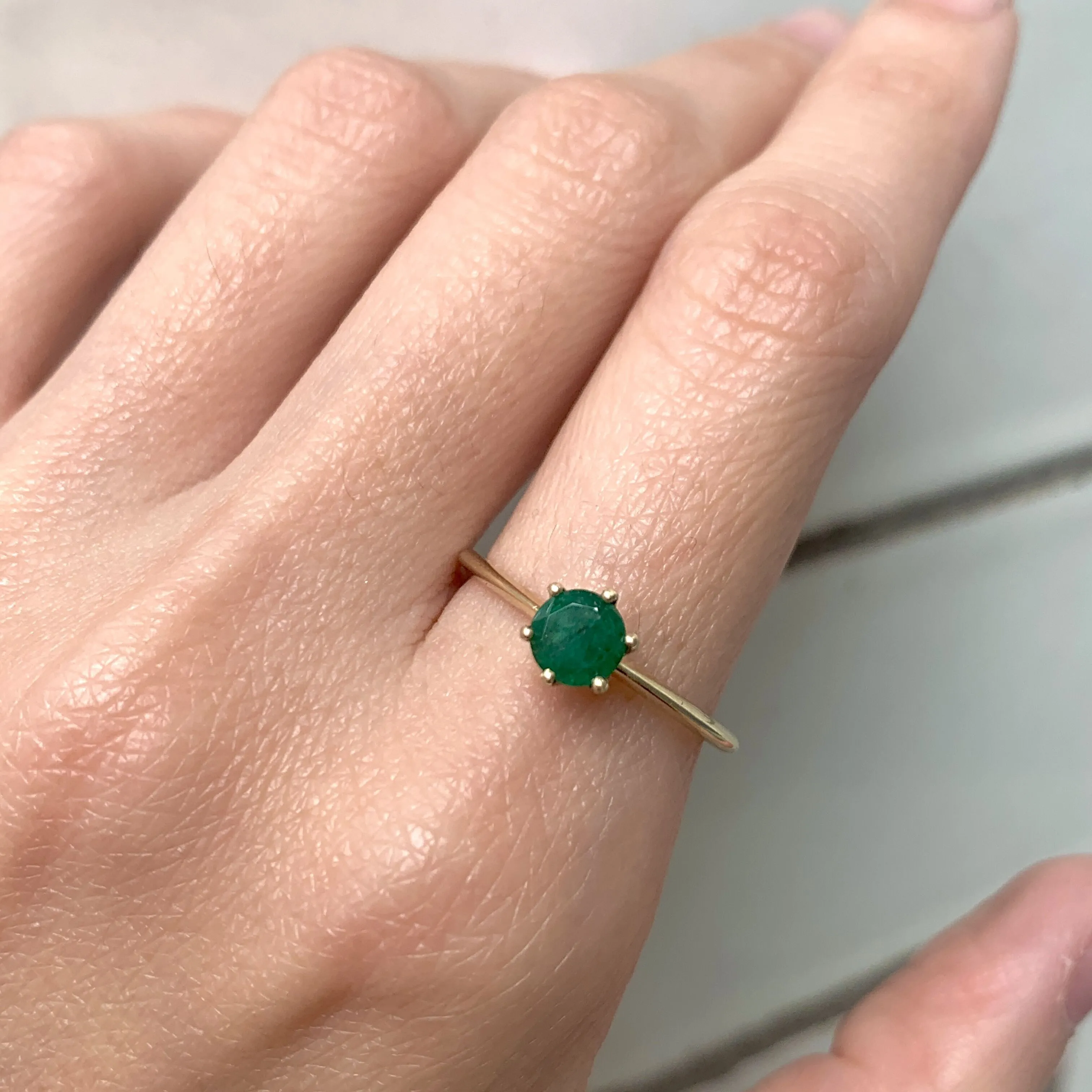 Real Emerald Ring - Solid Gold Emerald Ring - Emerald Engagement Ring