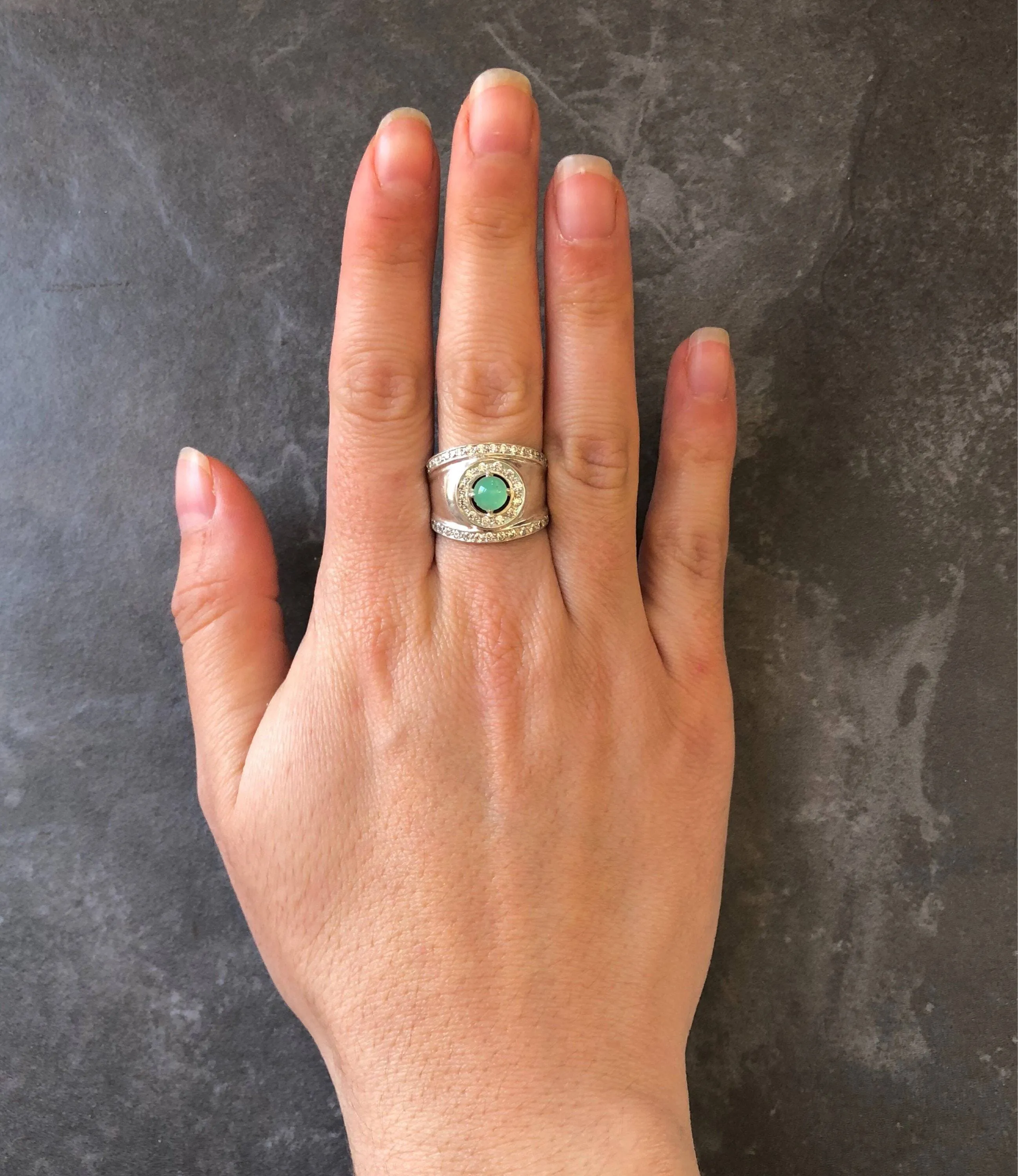 Ruby Wide Band - Silver Chunky Ring - Vintage Ruby Band