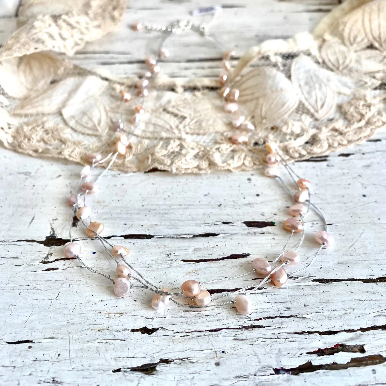 'wedding string' | white pearl neklace