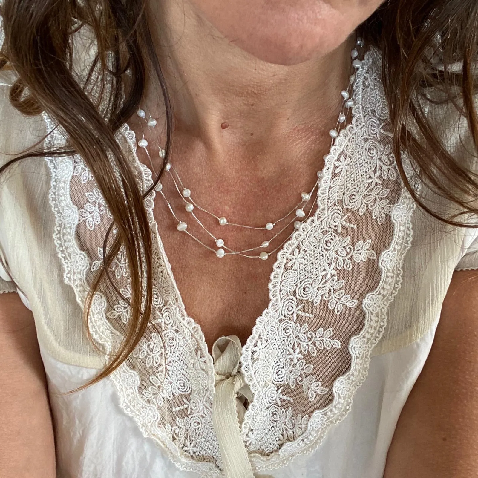 'wedding string' | white pearl neklace
