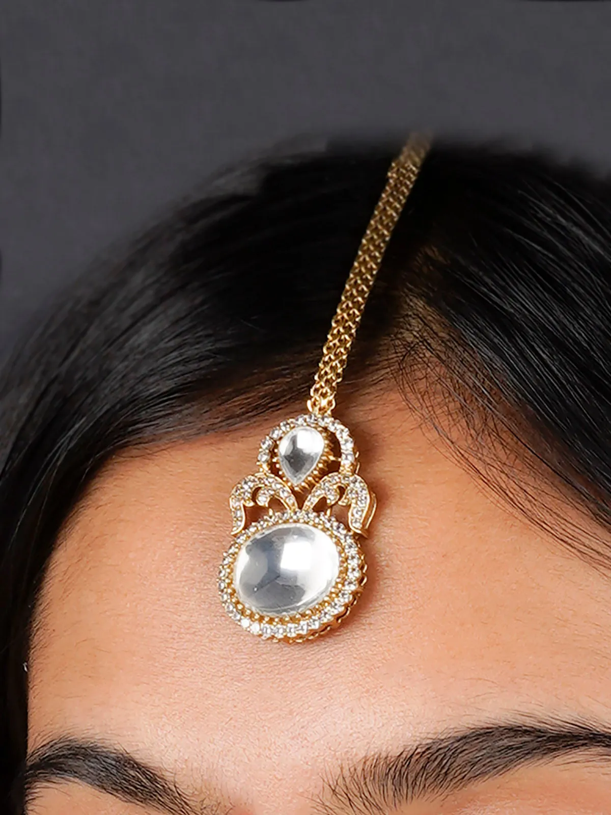 White Color Gold Plated Moissanite Bridal Necklace Set - MO-S69